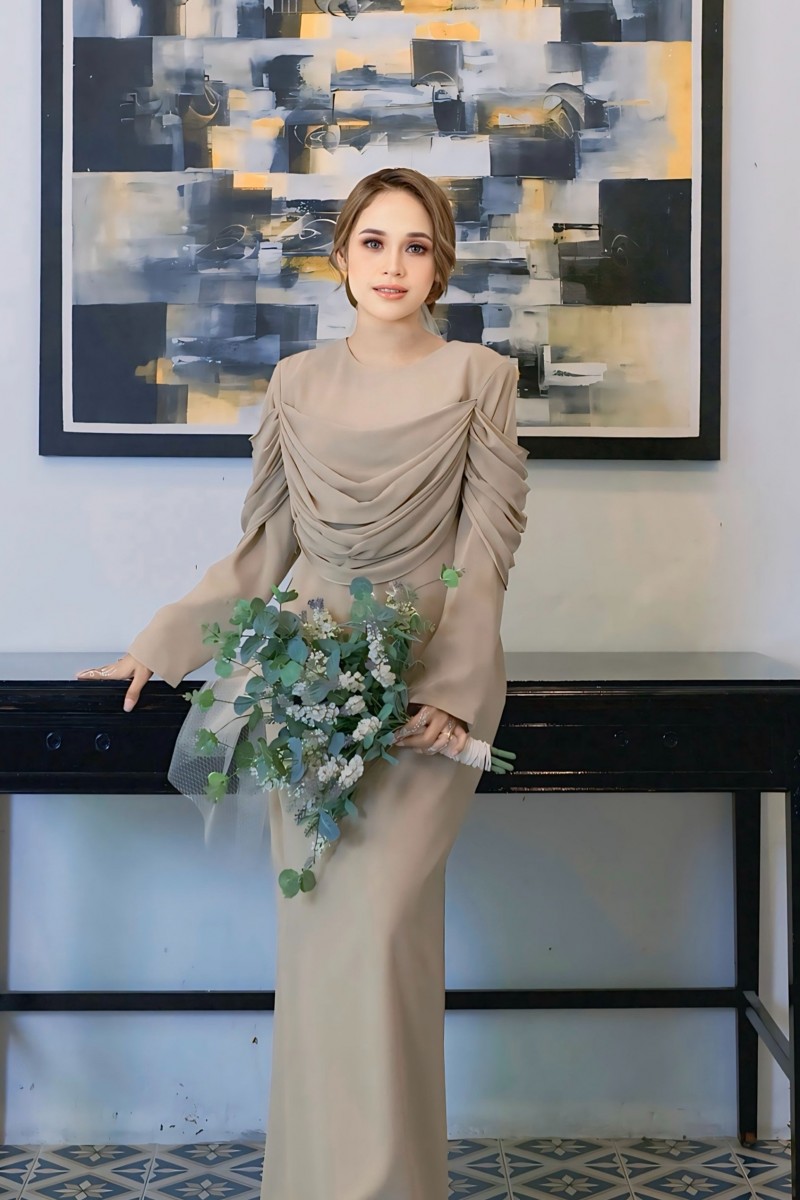 Athea Dress in Mocha Beige