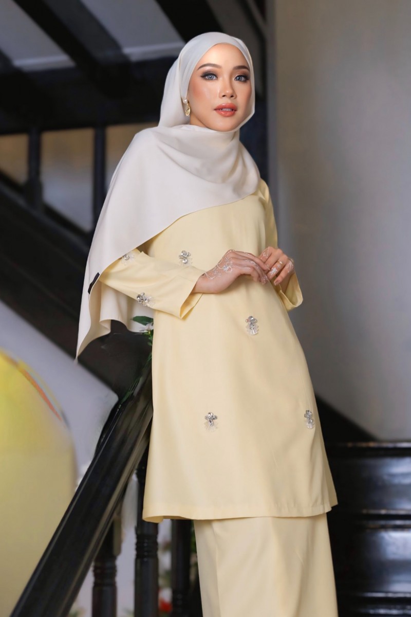 Imani Kurung in Light Yellow