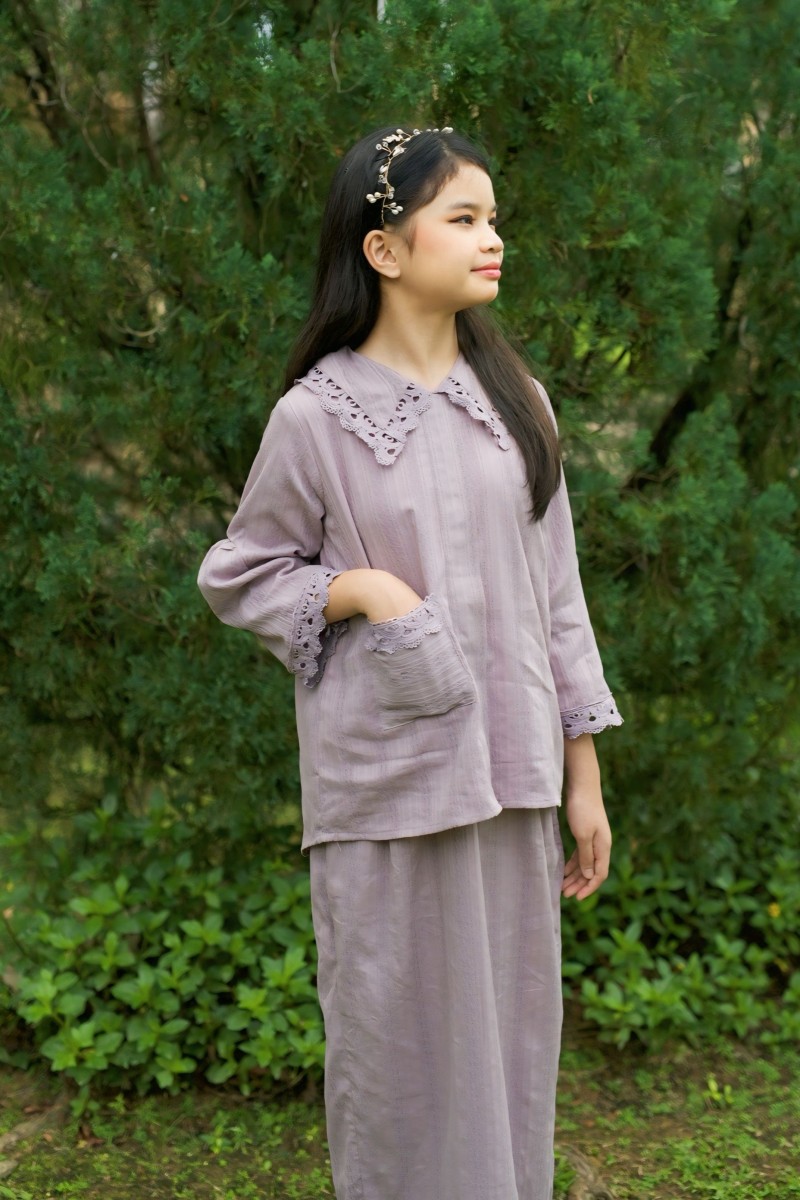 Clowy Kurung Kids in Soft Lilac