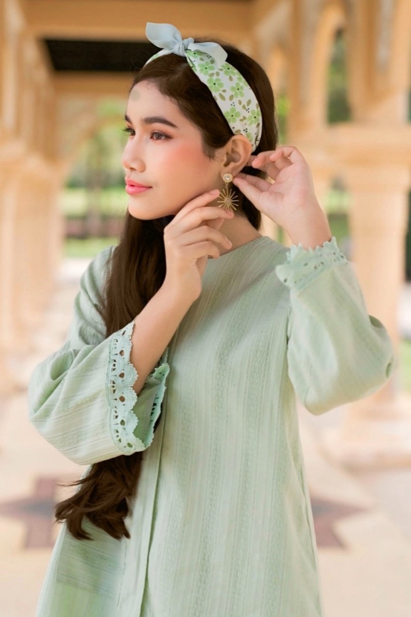 Clowy Kurung Kids in Mint Green